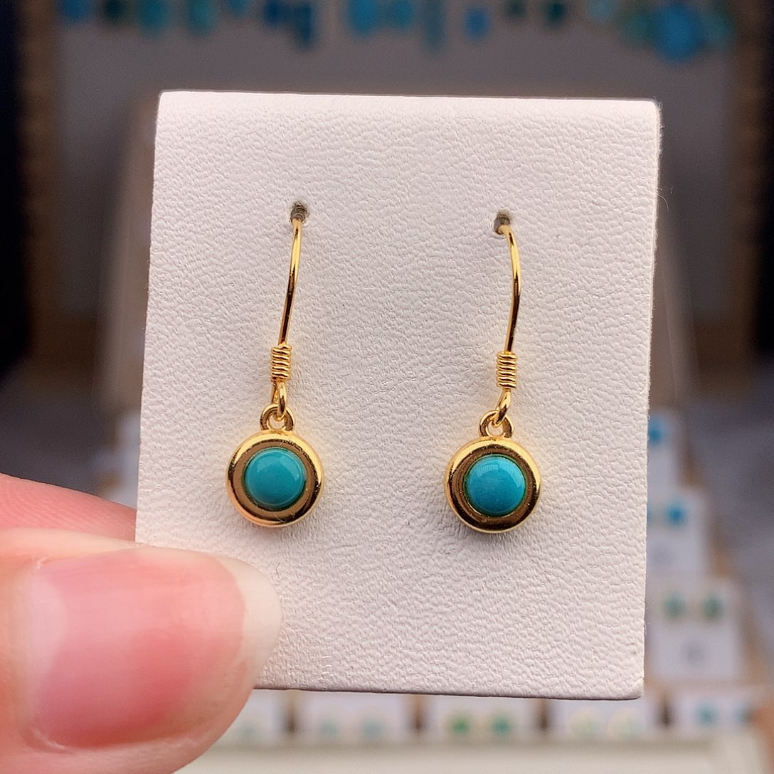 银S925镶嵌绿松石耳饰