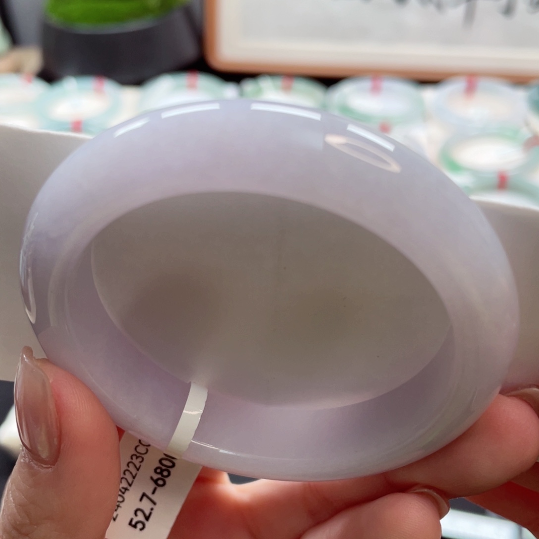 【闪购商品】翡翠手镯未镶嵌52.7满圈奶油粉紫2号