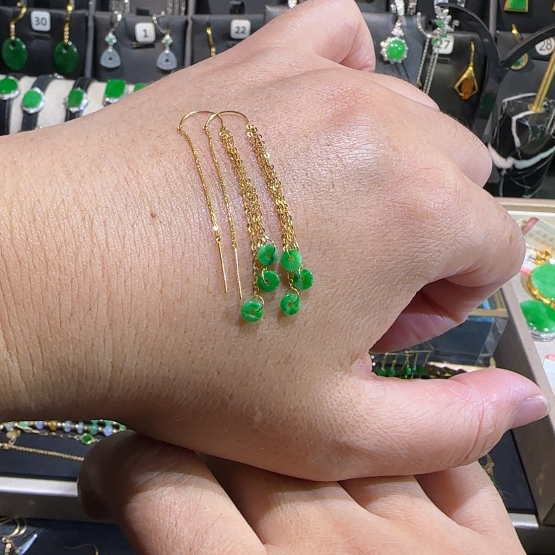 翡翠18K金镶嵌颈饰耳线