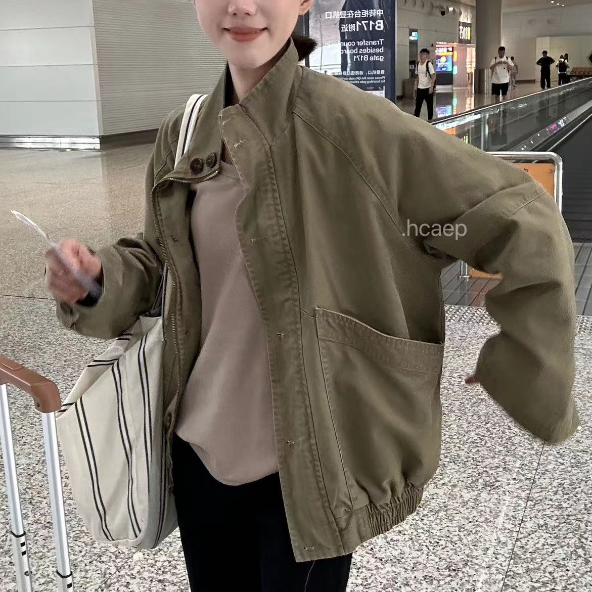 Peach自制 廓形设计感休闲拉链夹克外套 9807