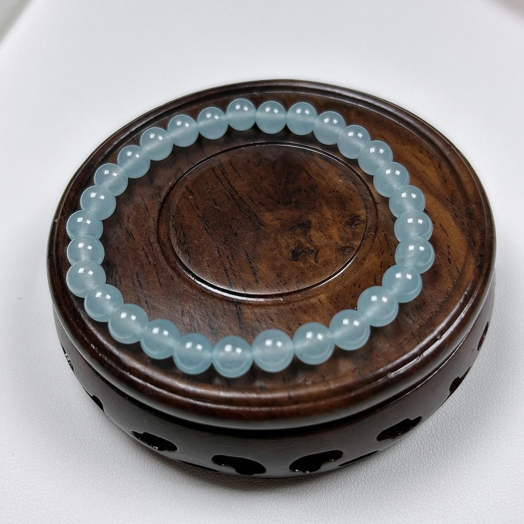 卡6+天然缅A蓝冰圆珠手串-多样性发其一