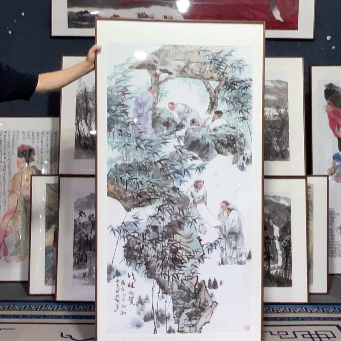 国画手绘画作品带框80/160