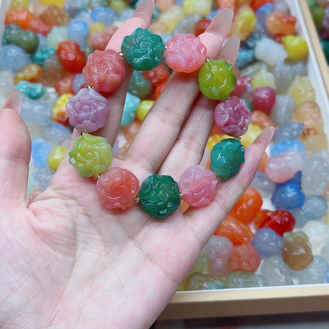 玛瑙/玉髓手链未镶嵌朵*盐源28