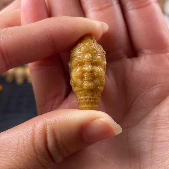 驼骨手串/手链鹿角雕刻黄财神16