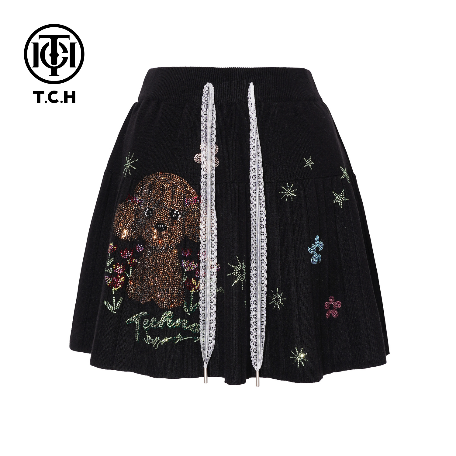 TCH【柔软舒适】冬款新款百搭时尚烫钻休闲风女装半身裙T75D22E1025