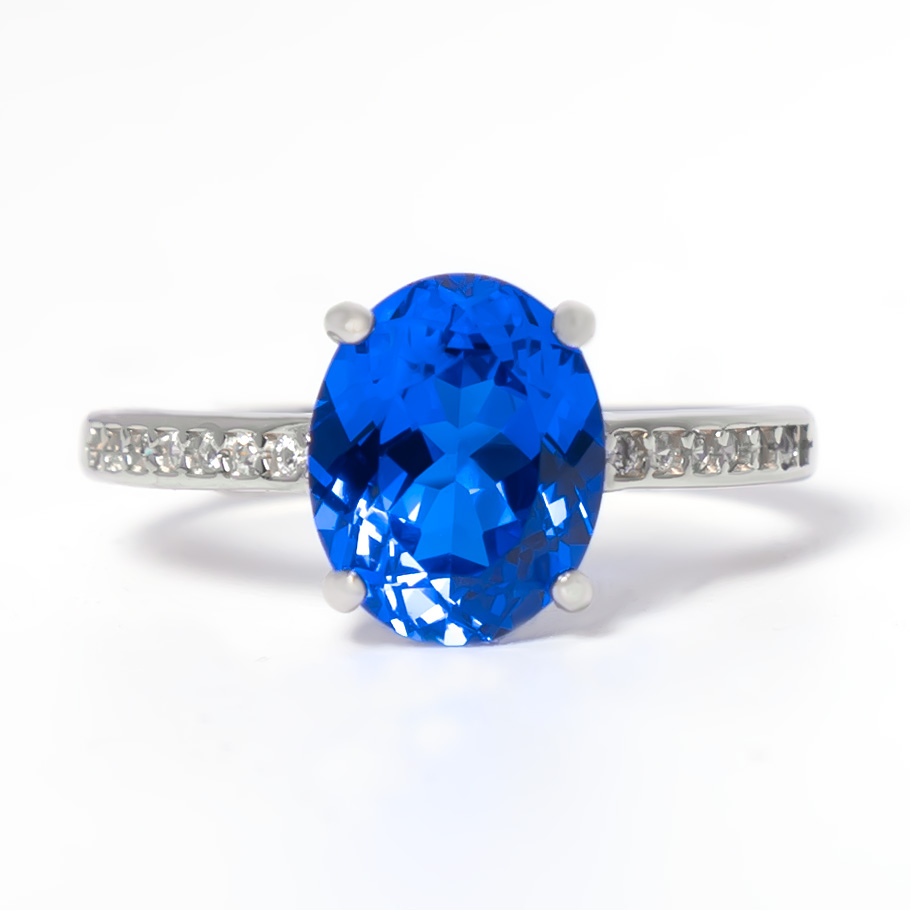 轻奢优雅时尚蓝宝石S925矢车菊蓝戒指活口可调节-413