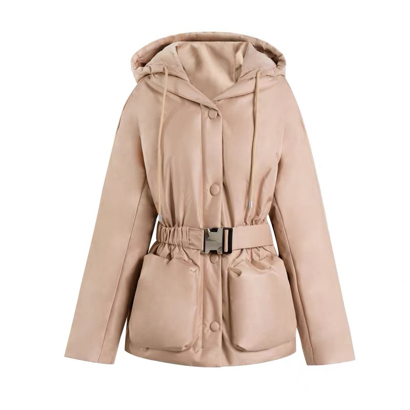 【小秋】CC+25冬新款松紧收腰连帽羽绒服一手长短款外套2738