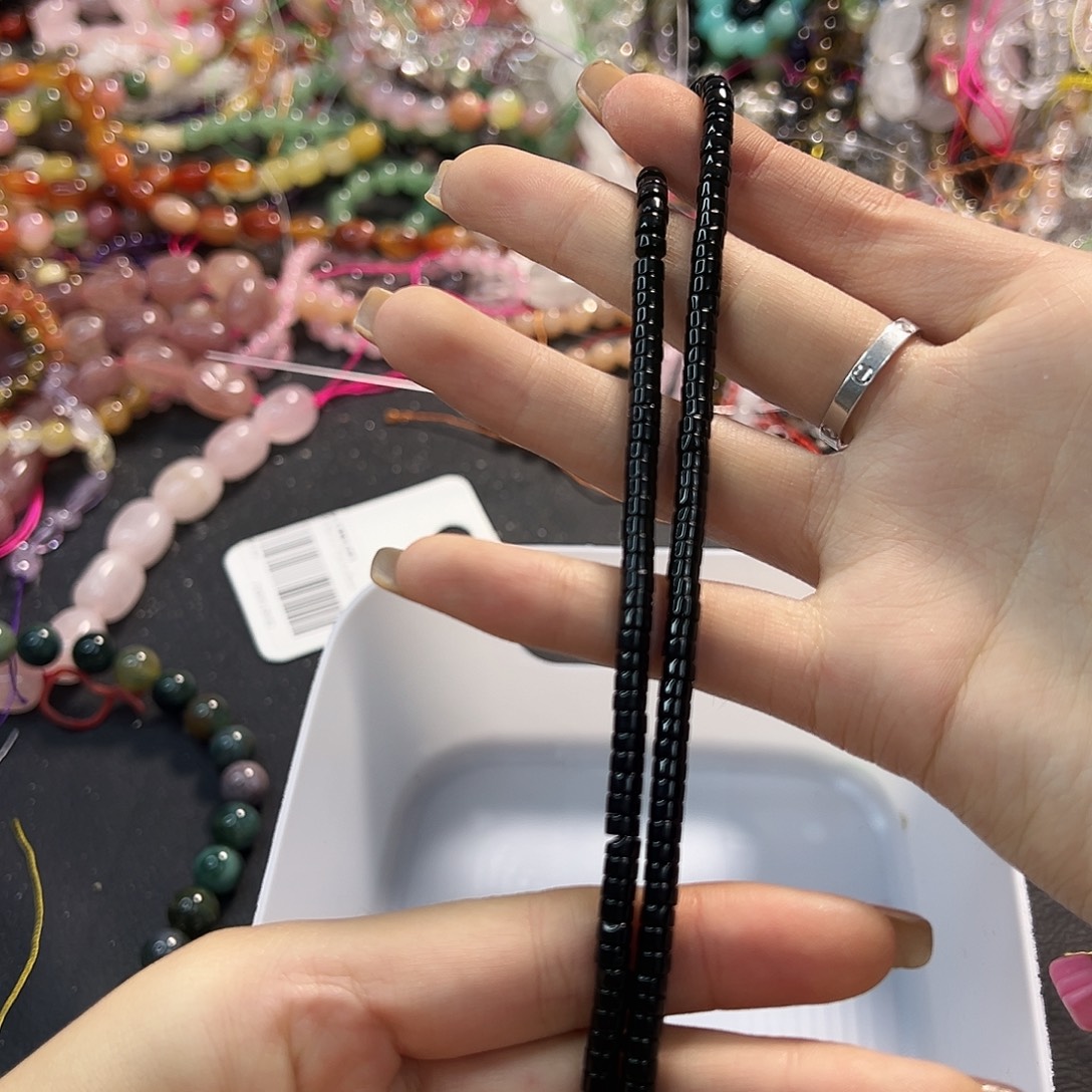 玛瑙/玉髓合金珠宝半成品黑玛瑙直切一条