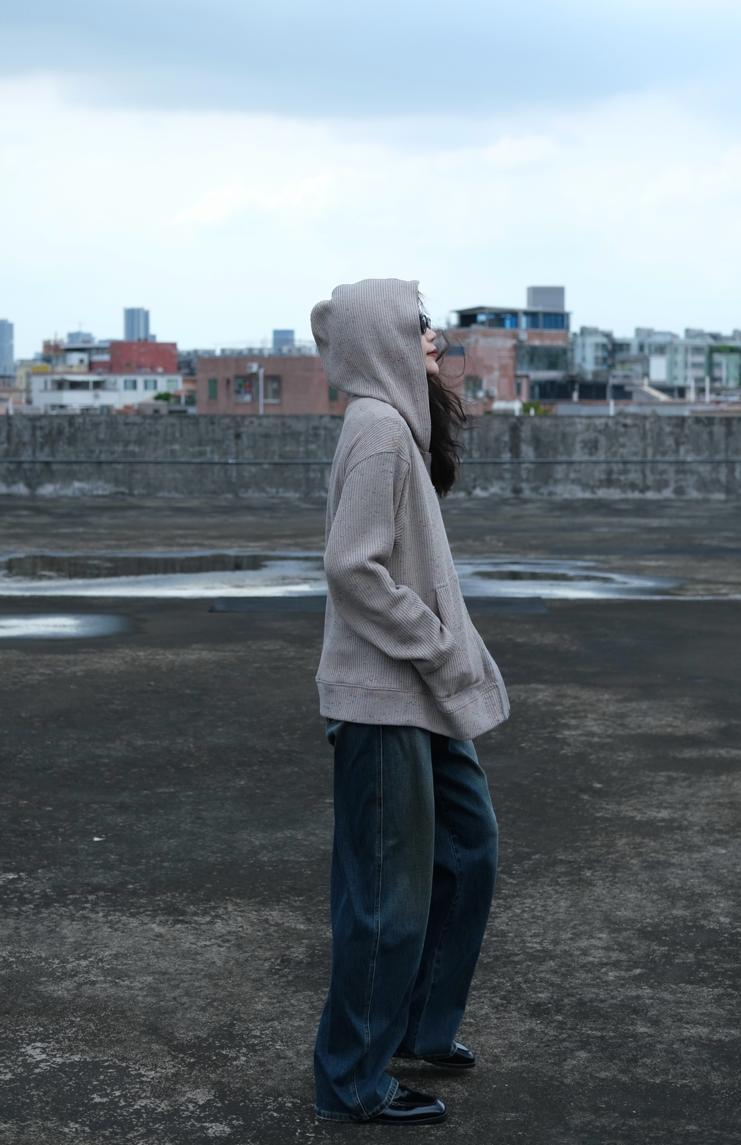 奕色早冬【降温福利】彩点针织连帽外套