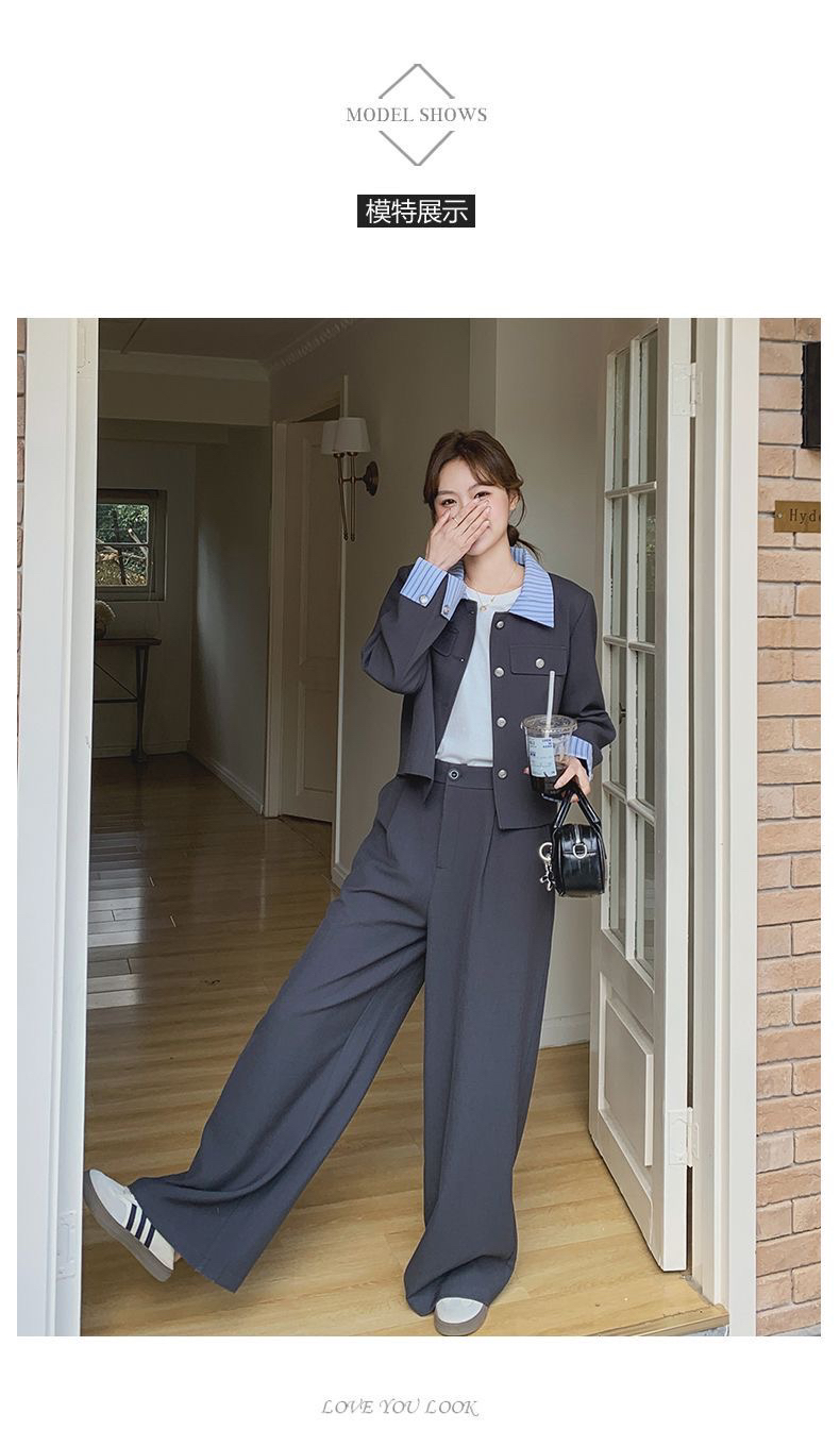 （甜甜家）韩系西装外套女2025秋季新款时尚百搭炸街西服阔腿裤显瘦