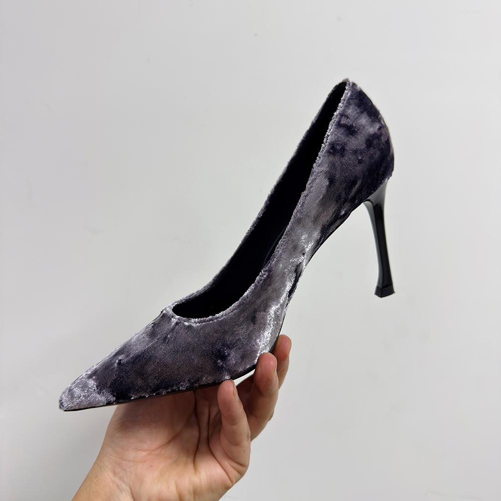 VIMIAONVXIE秋冬季尖头细跟单鞋气质时尚百搭女鞋紫色气质高跟鞋