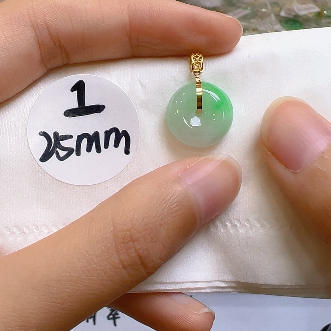 翡翠18K金镶嵌吊坠(不含链)翡翠