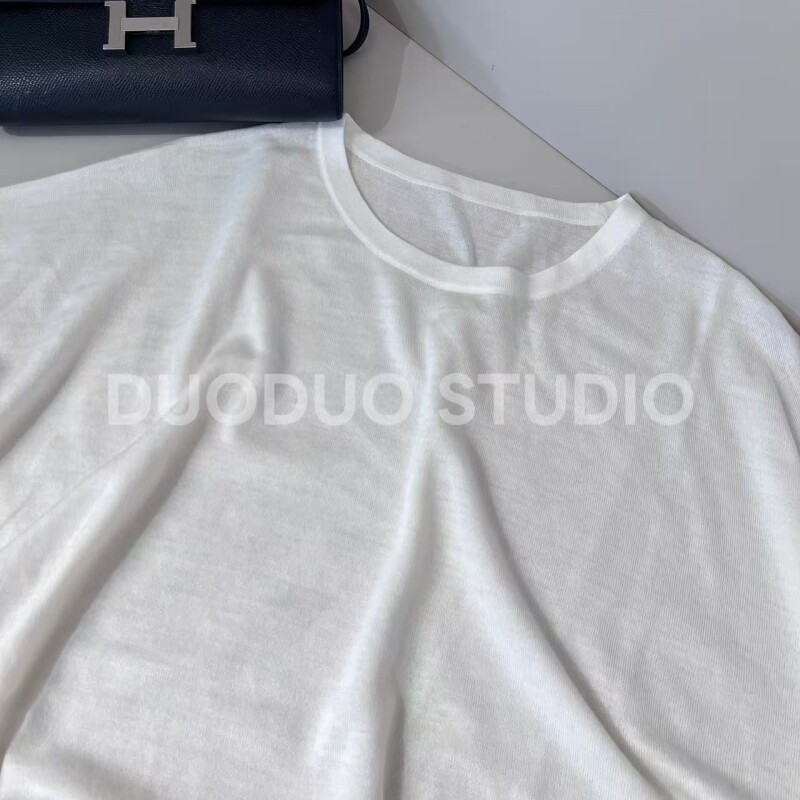 【多多还是多多】100羊毛透视细腻柔软亲肤落肩长袖针织衫2003