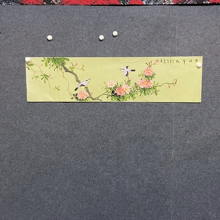 国画四尺对开花鸟一副