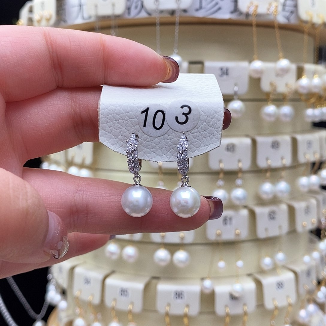 淡水珍珠耳饰银S925镶嵌