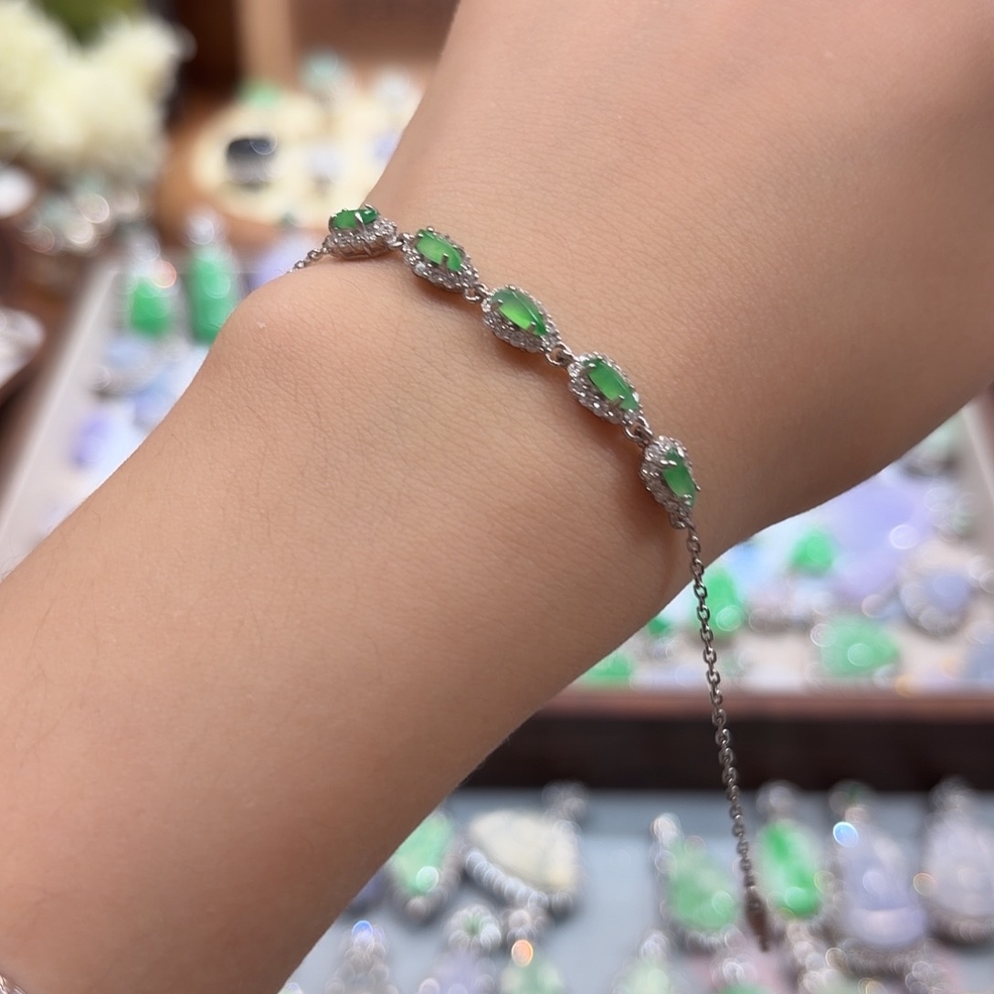 *****翡翠银S925镶嵌手链