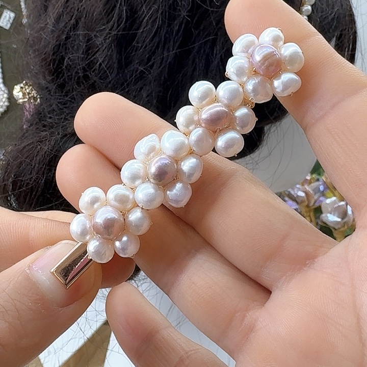 银S925镶嵌淡水珍珠发饰