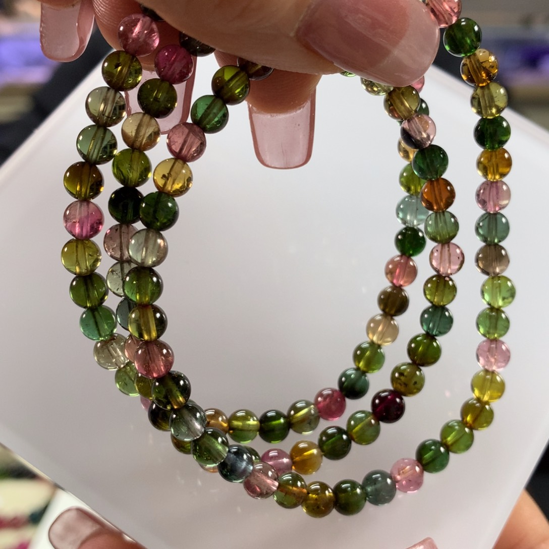 碧玺手链未镶嵌多样性发其一条5毫米左右