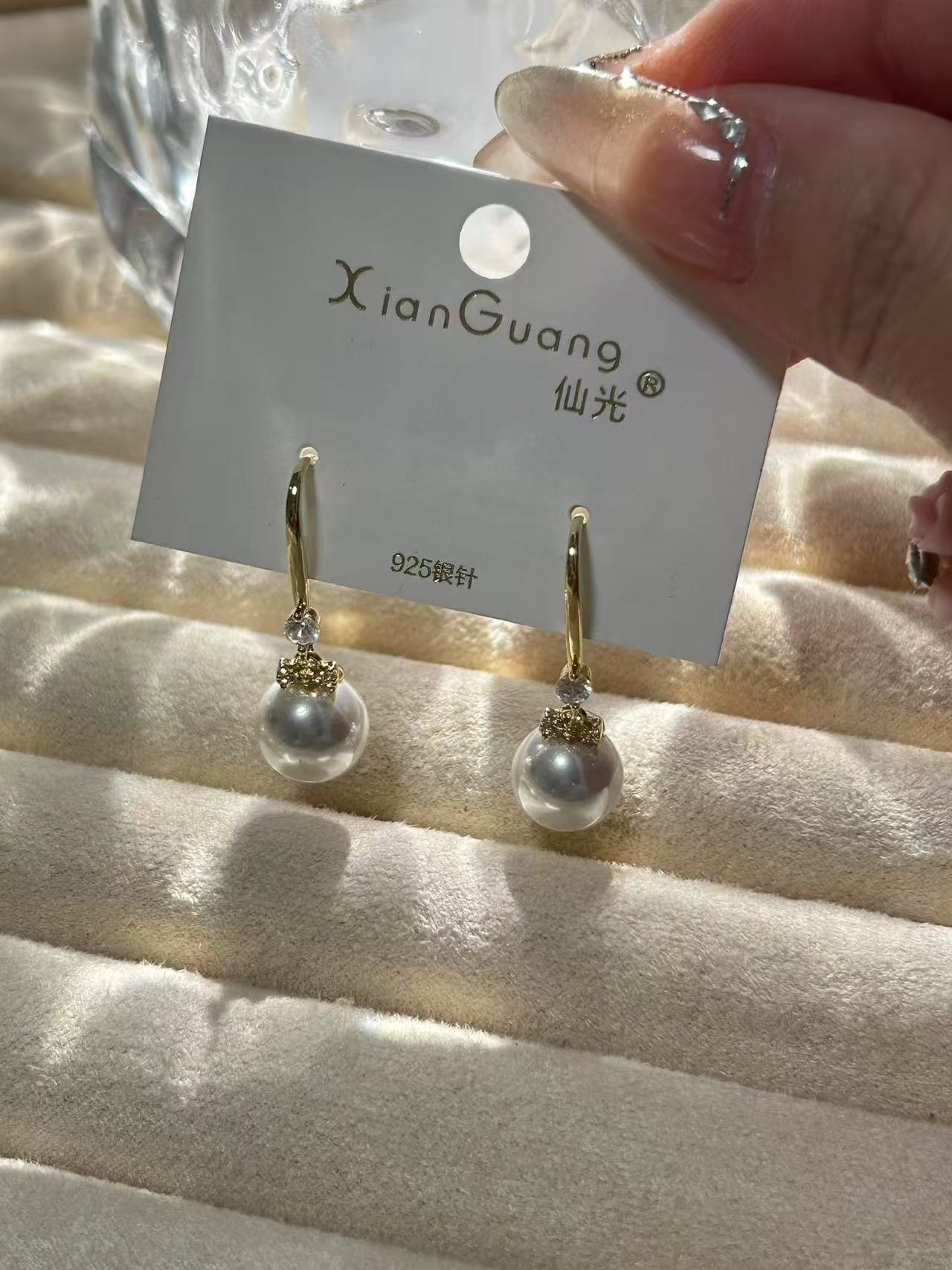 925银仿珍珠耳饰 s925银针耳勾高级感珍珠耳环