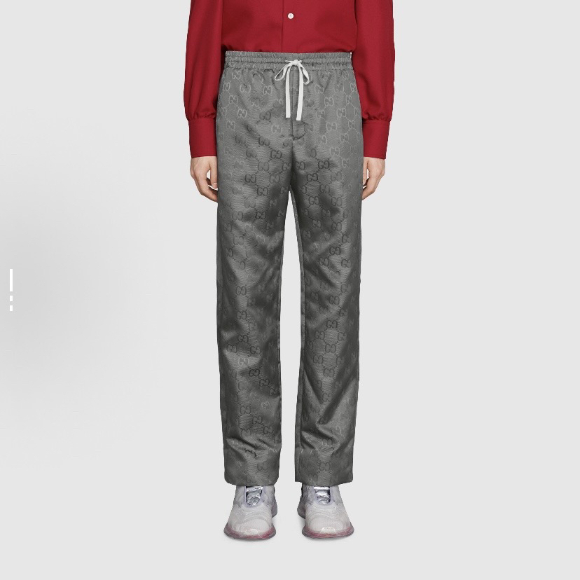 99新 GUCCI/古驰 4941/灰色双G图案抽绳尼龙休闲裤/44码/99新