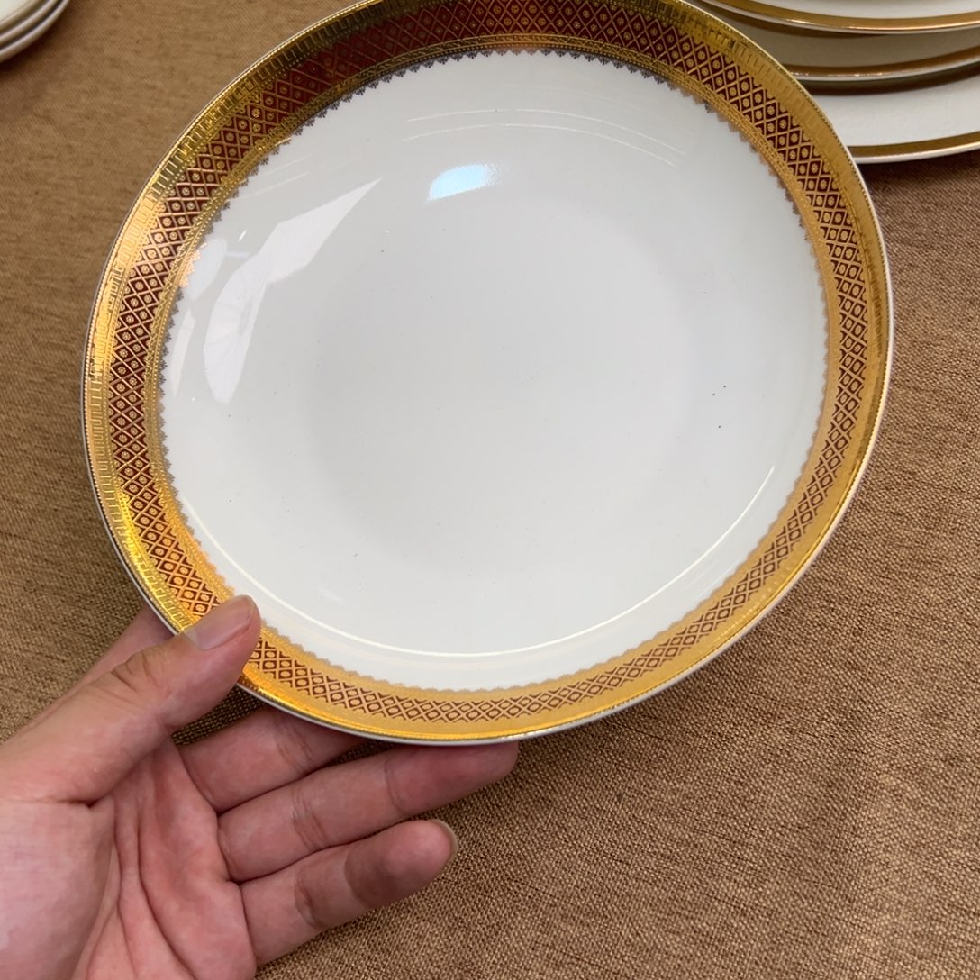 瓷片8寸深菜盘两个一单尾单