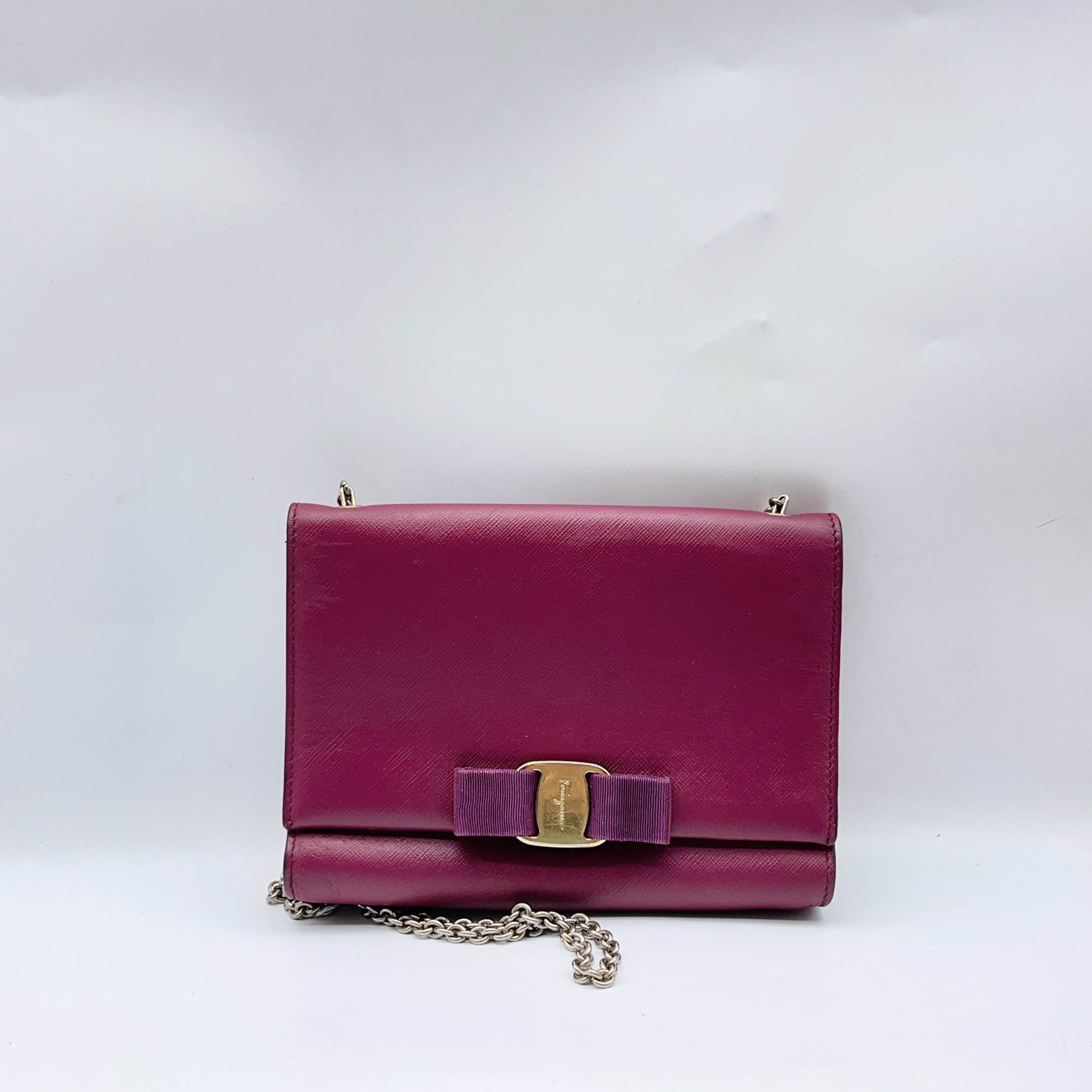 95新 FERRAGAMO/菲拉格慕  红色链条包  1165 0831