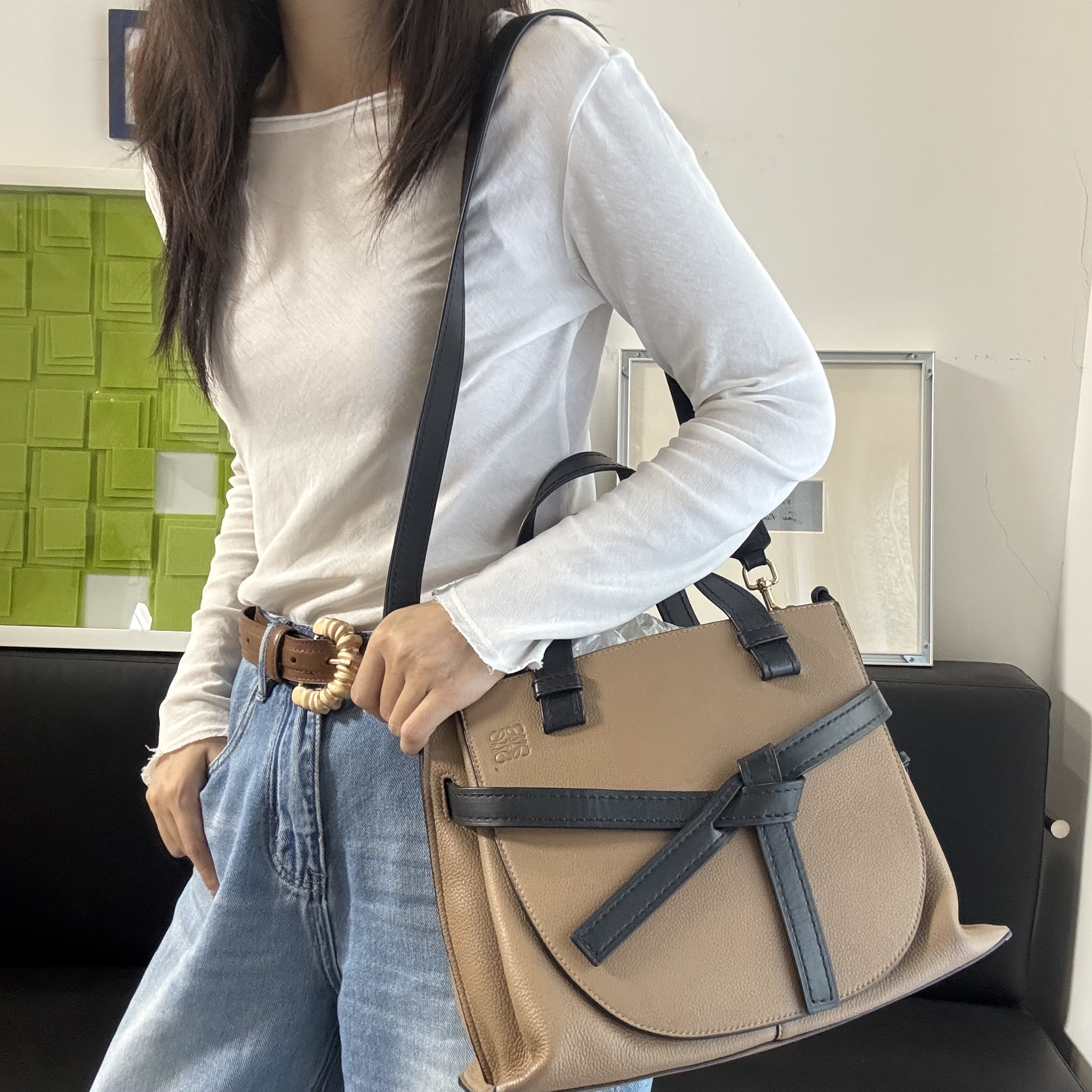 95新 LOEWE/罗意威 7沙漠灰色gate手提单肩包