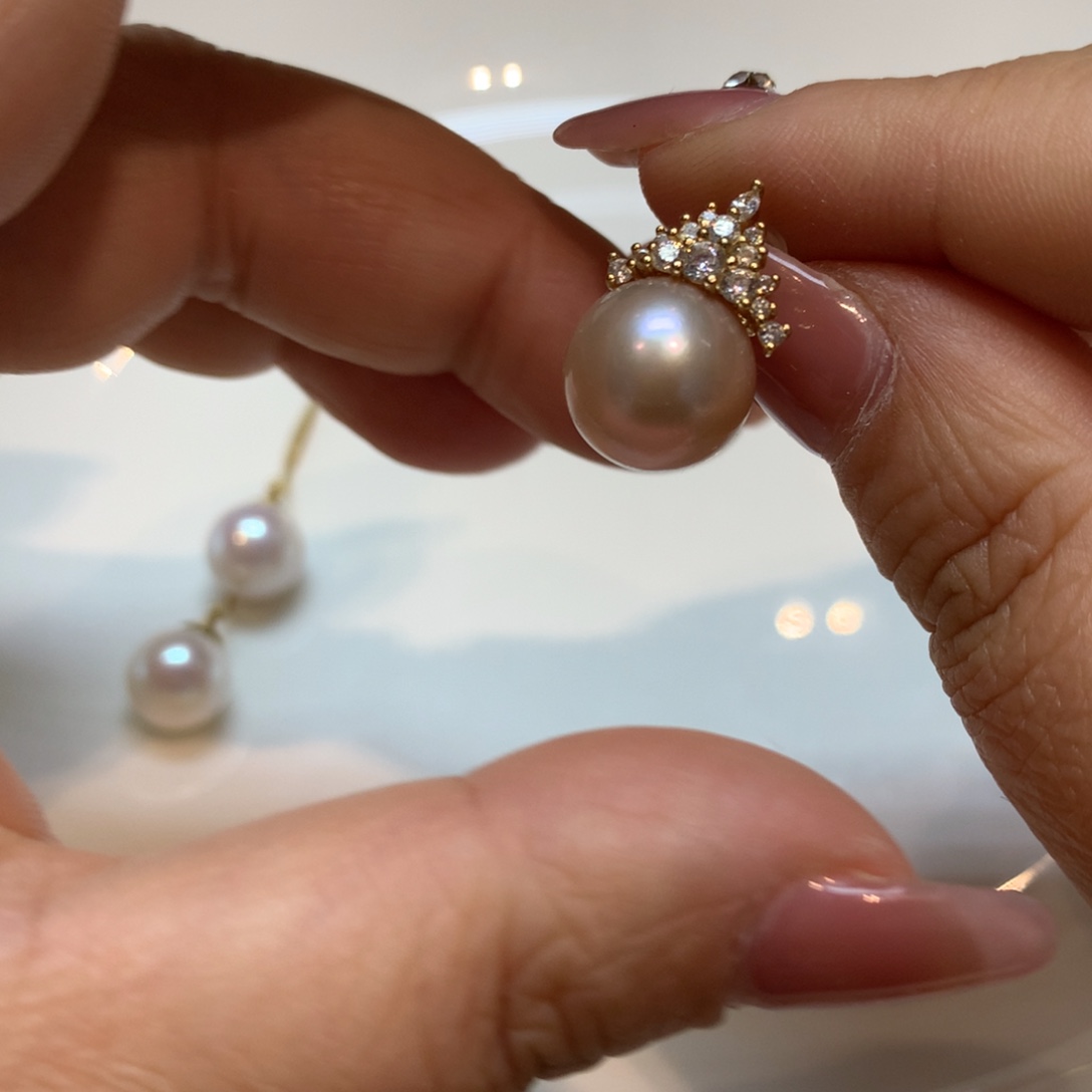 淡水珍珠耳饰银S925镶嵌