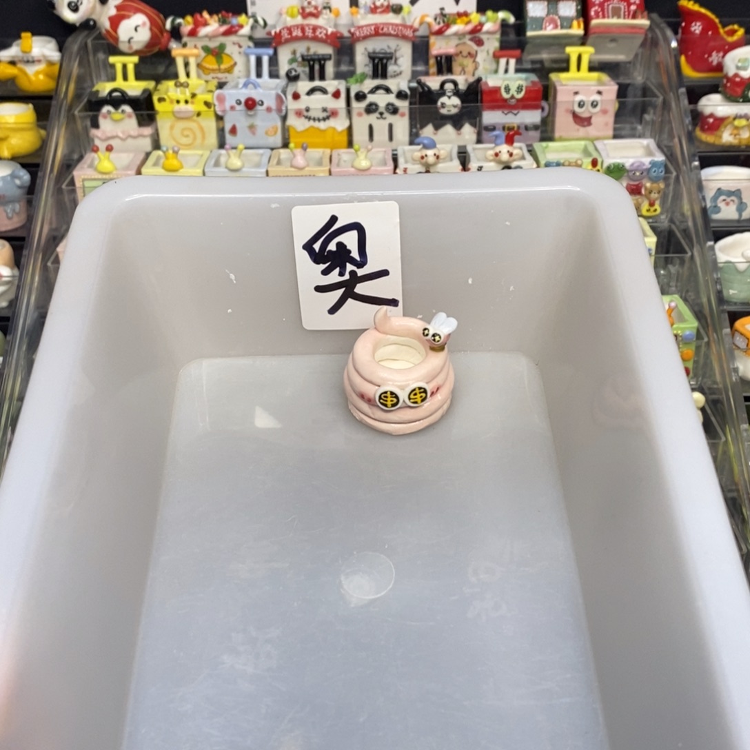 奥***特手捏釉烧拇指花盆1只