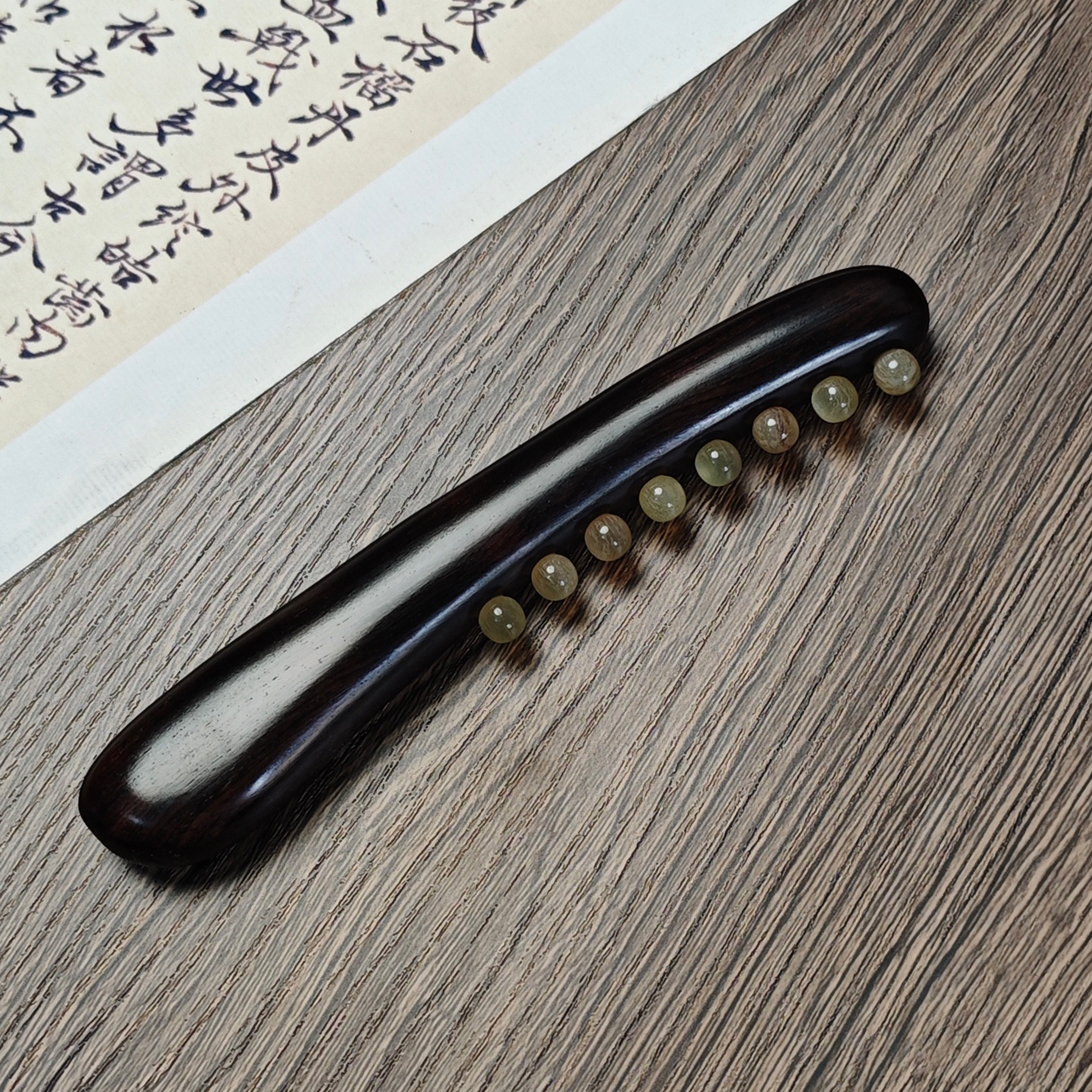 紫光檀羊角肩颈部面部按摩疏通颈纹按摩器工具