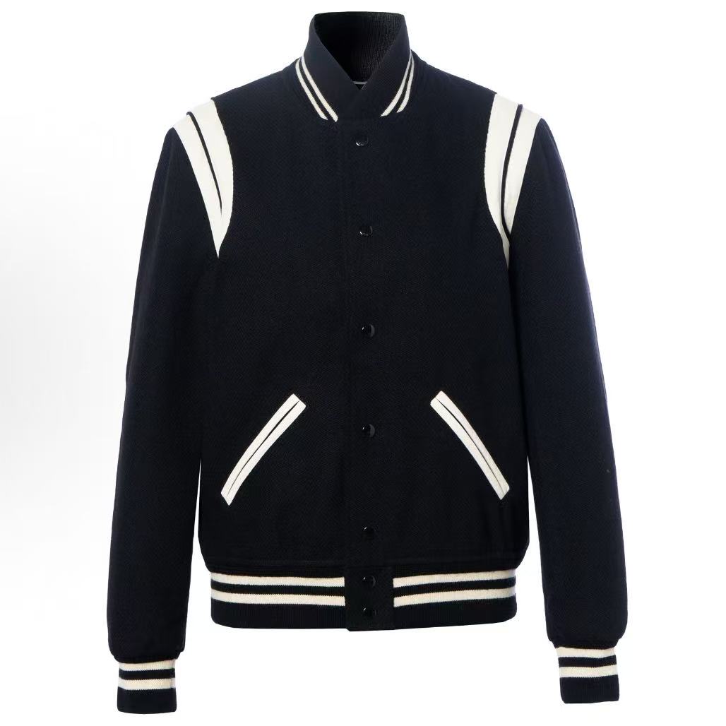 未使用 YSL/圣罗兰 黑白棒球服外套 54码 公价17900 AA10460
