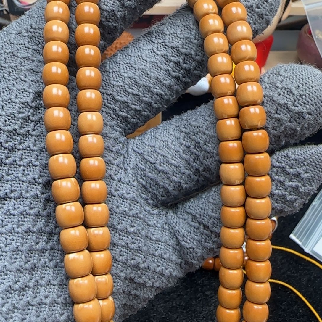 手串橄榄核老挝脖挂三花微白7.5福利