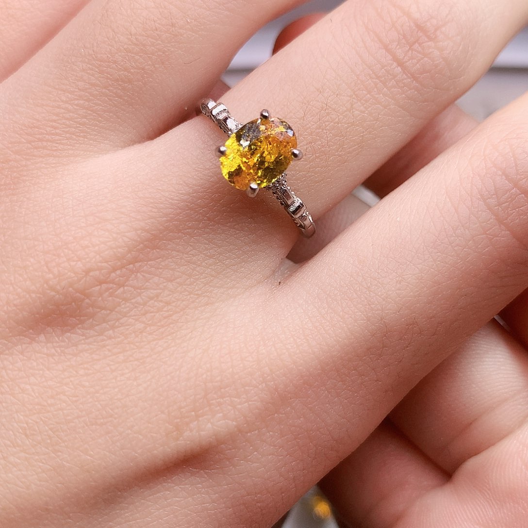 碧玺戒指银S925镶嵌