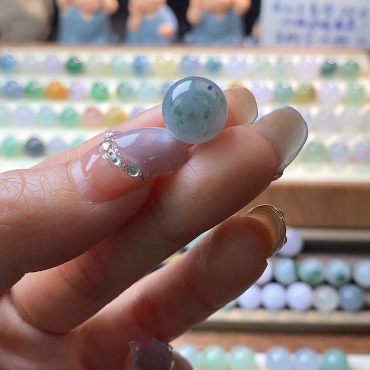 散珠翡翠天然缅甸翡翠A货-莫奈花园 卡11.5 有瑕