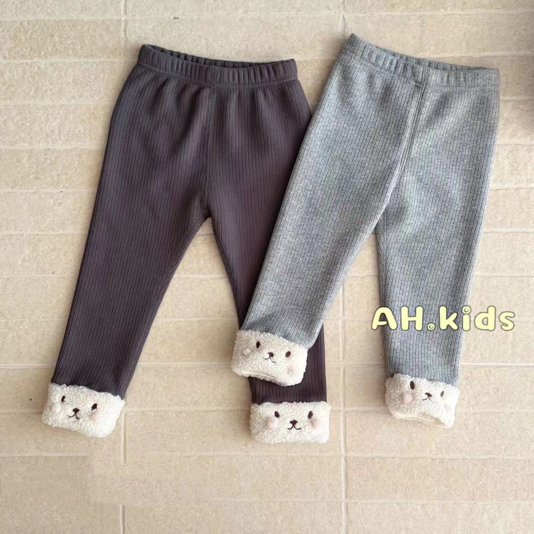 【现货】女童浅灰卡通一体绒打底裤（AH-8042-冬A）汉服