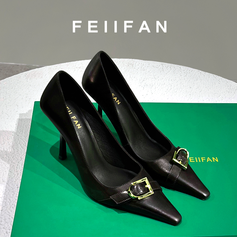 【现货】方头高跟鞋2025春秋新款细跟高级感轻奢气质百搭单鞋女3992