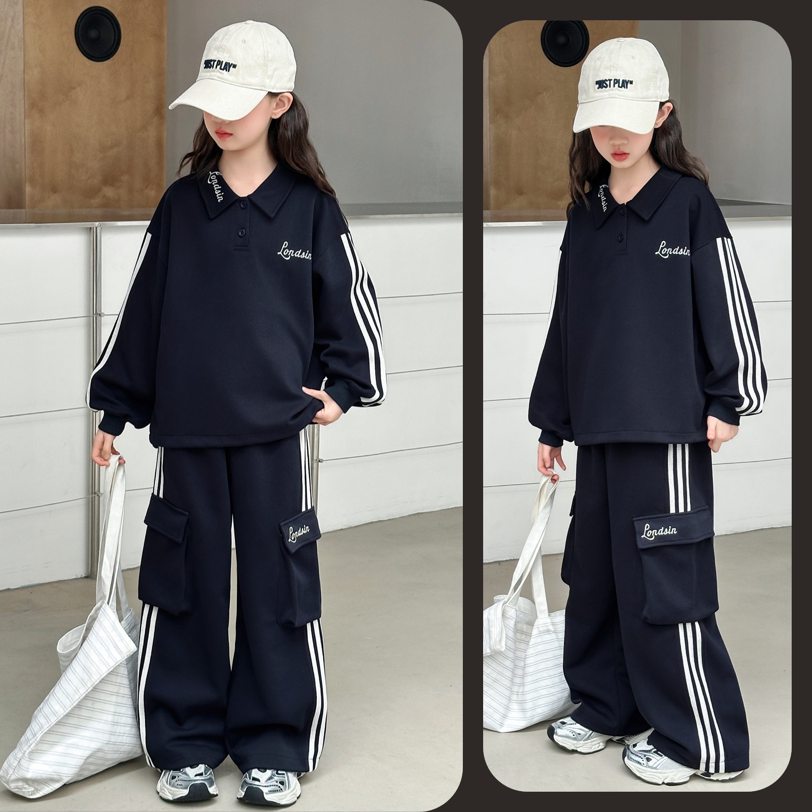 女童时尚卫衣工装休闲卫裤套装中大童儿童6-12岁洋气韩版炸街潮款
