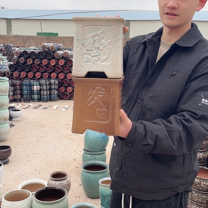 红陶宜兴陶瓷艺术花盆17*19