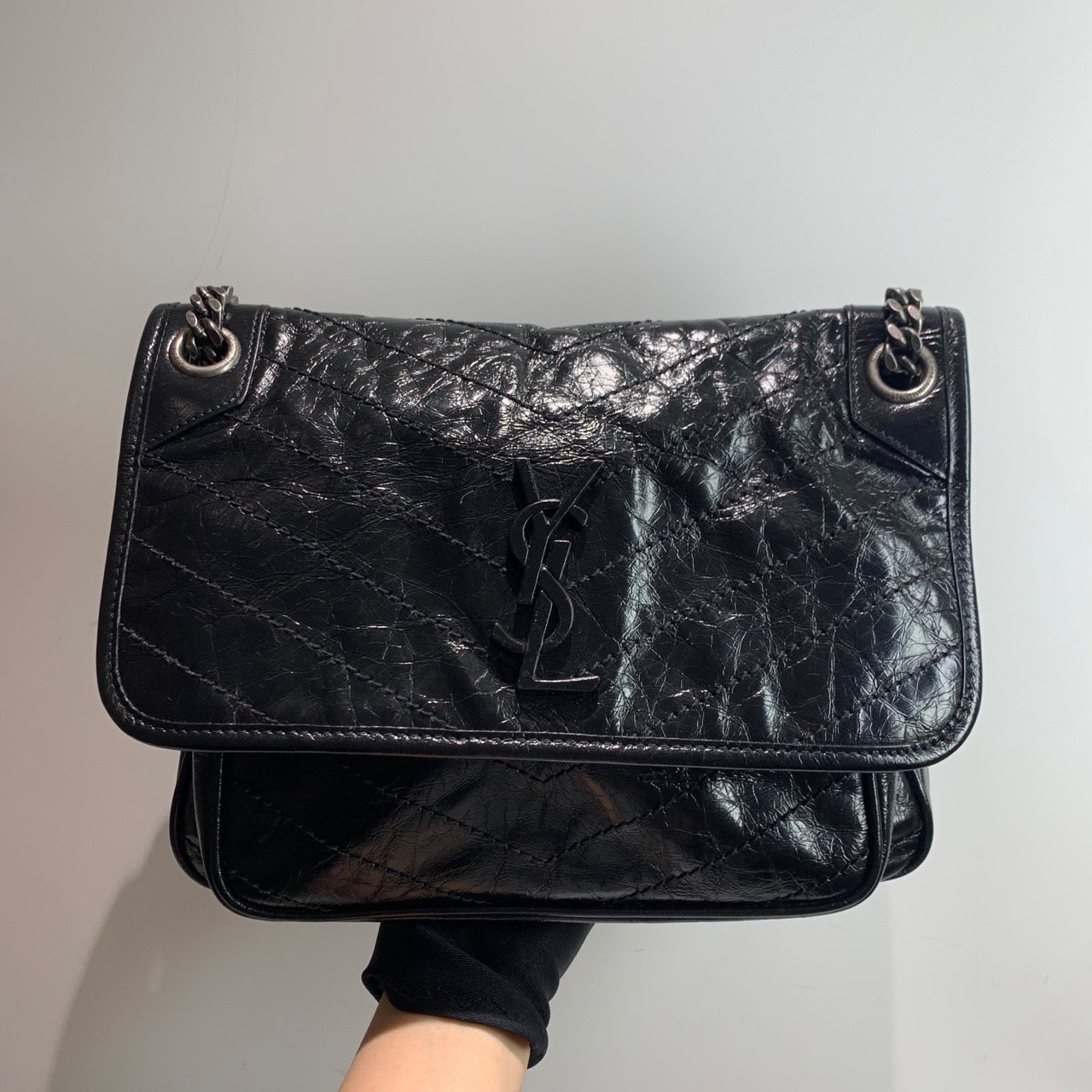 95新 YSL/圣罗兰 10561379/KIKIFIFI/中号 黑niki
