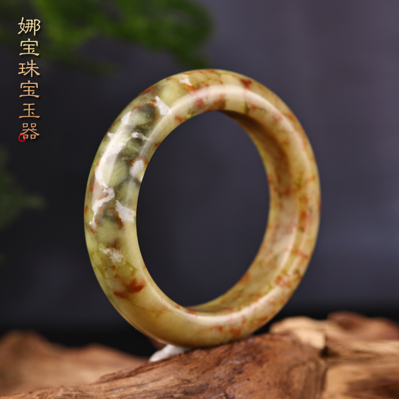 娜宝珠宝玉器天然岫玉精美玉镯国风女士玉手镯花玉手镯