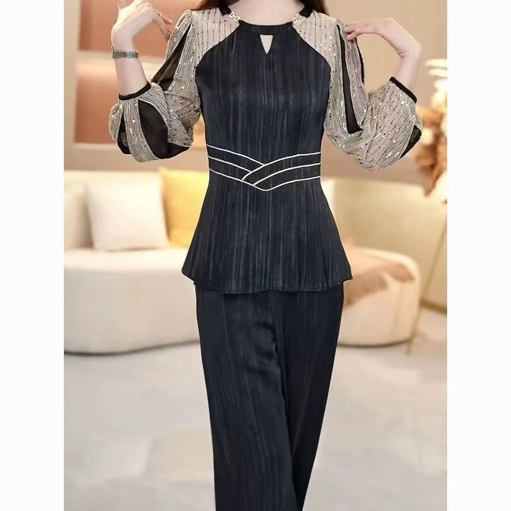 春季新款气质套装2025时尚优雅减龄洋气女神范修身阔腿两件套