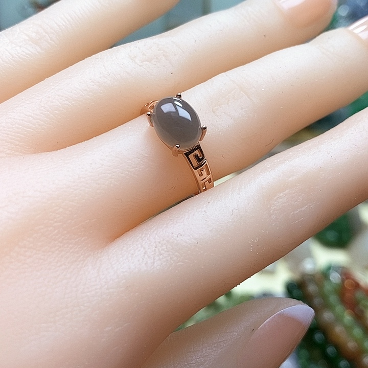 和田玉戒指银S925镶嵌