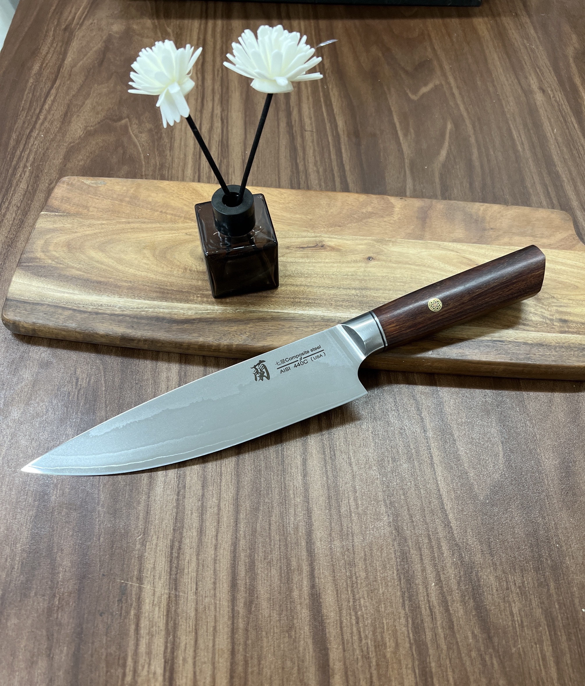 外贸尾单 蘭 家用菜刀 主厨刀 水本烧工艺七层钢 纯切 切肉切菜