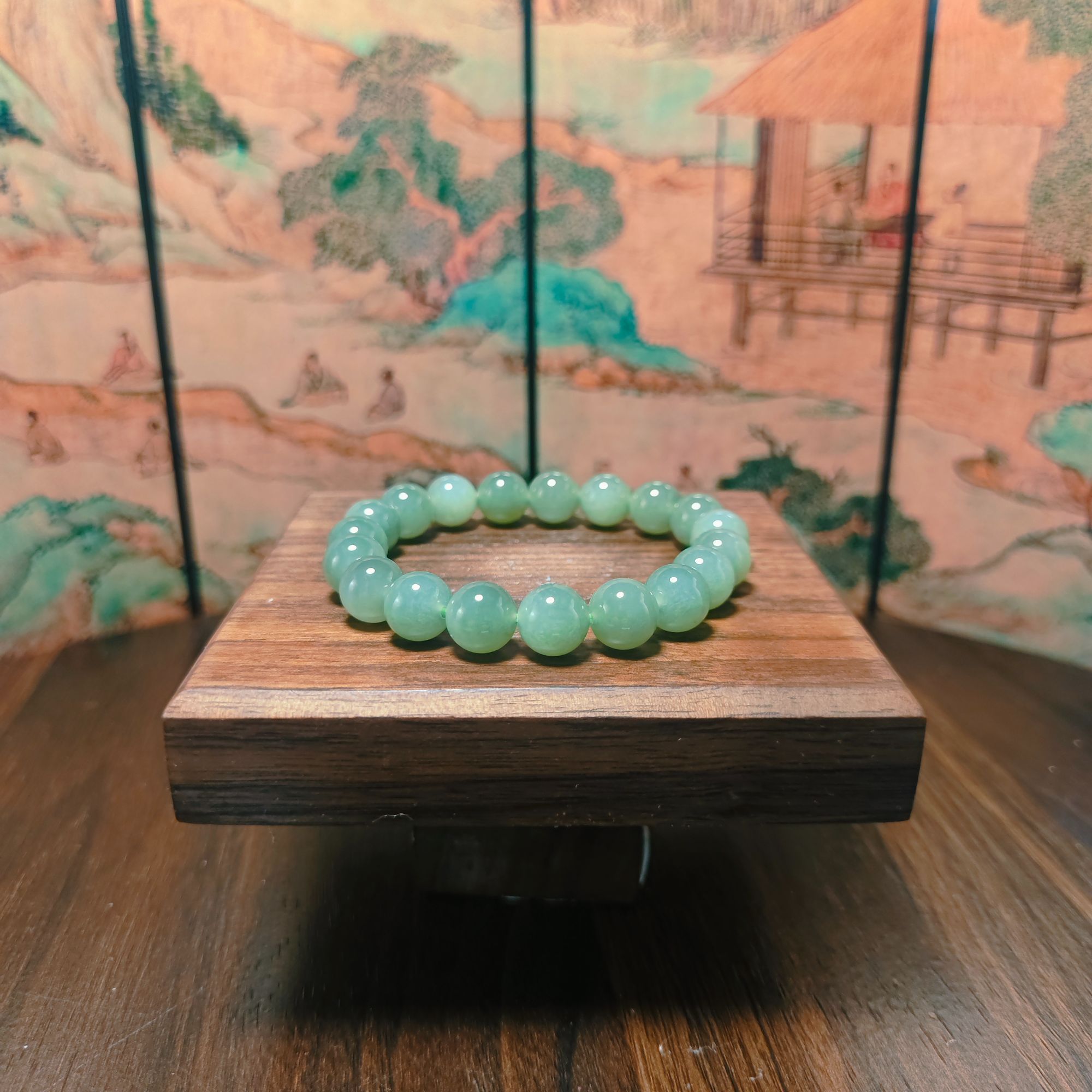 Q和田玉圆珠手串（卡10）0414