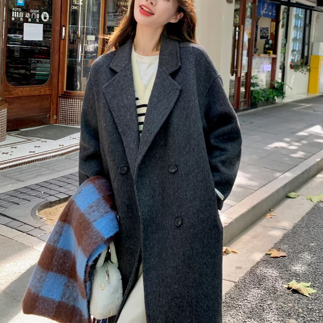 813 韩系四粒扣袖标显瘦阔型大衣