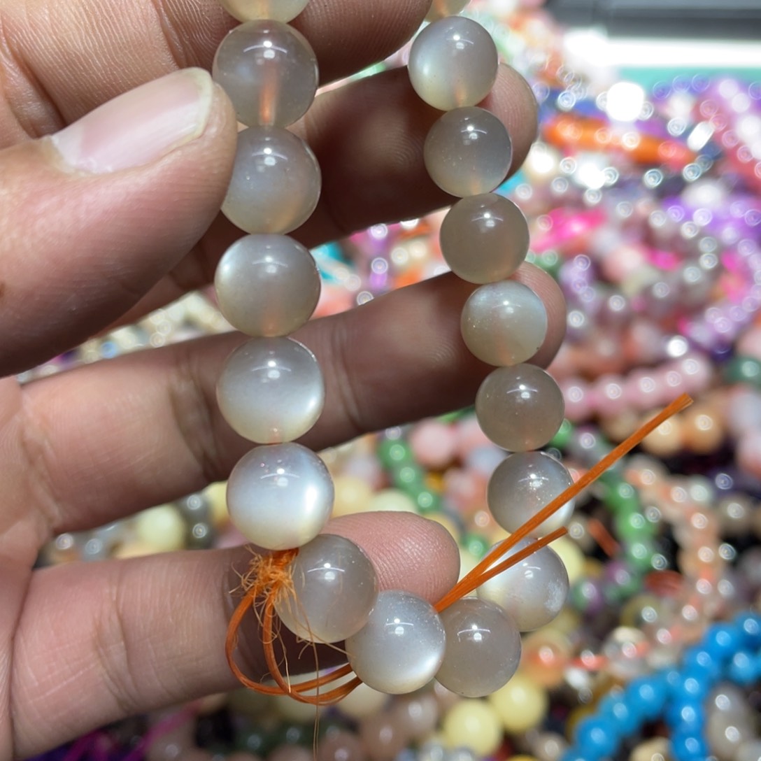 烟晶手链银S800镀金镶嵌