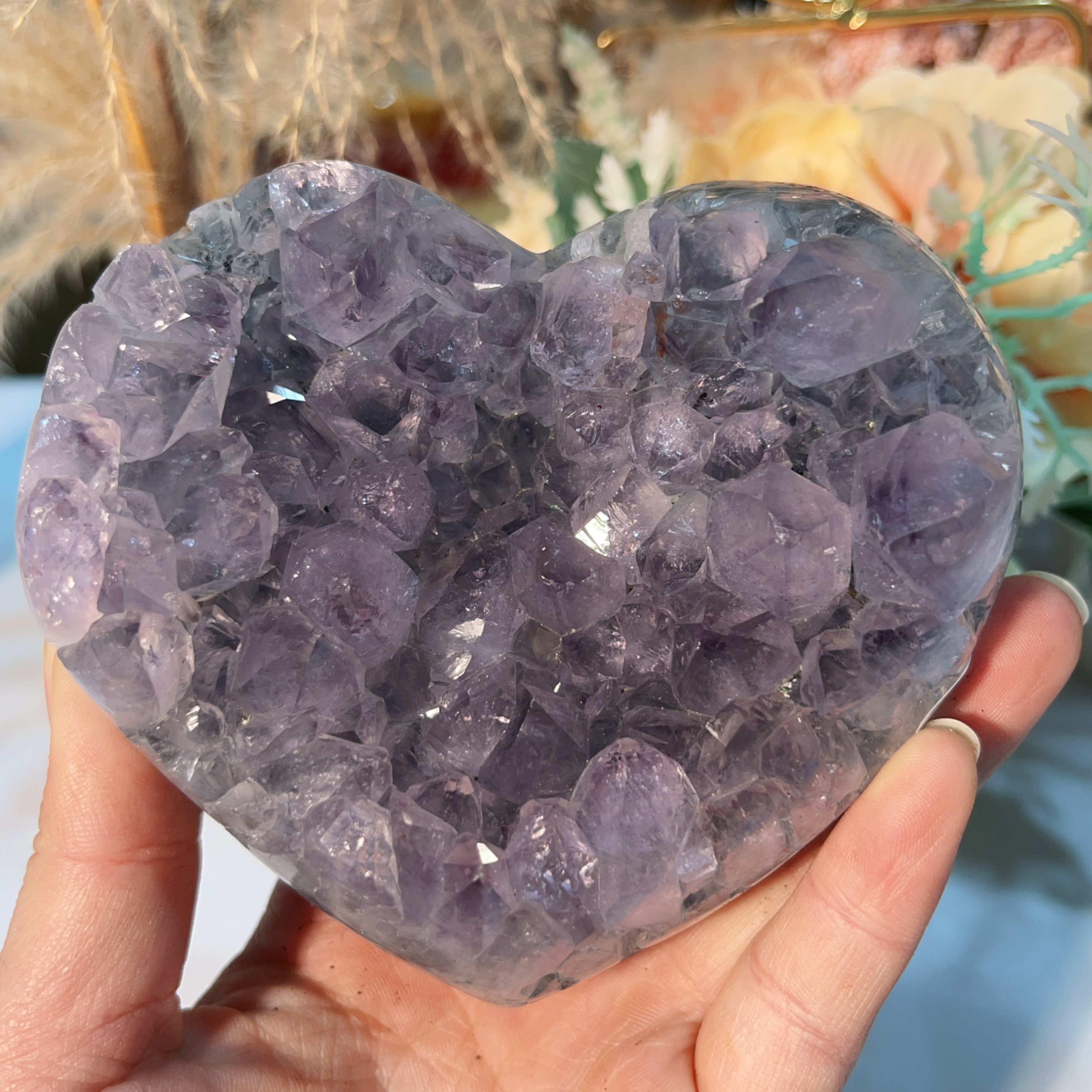 巴西天然紫水晶爱心摆件