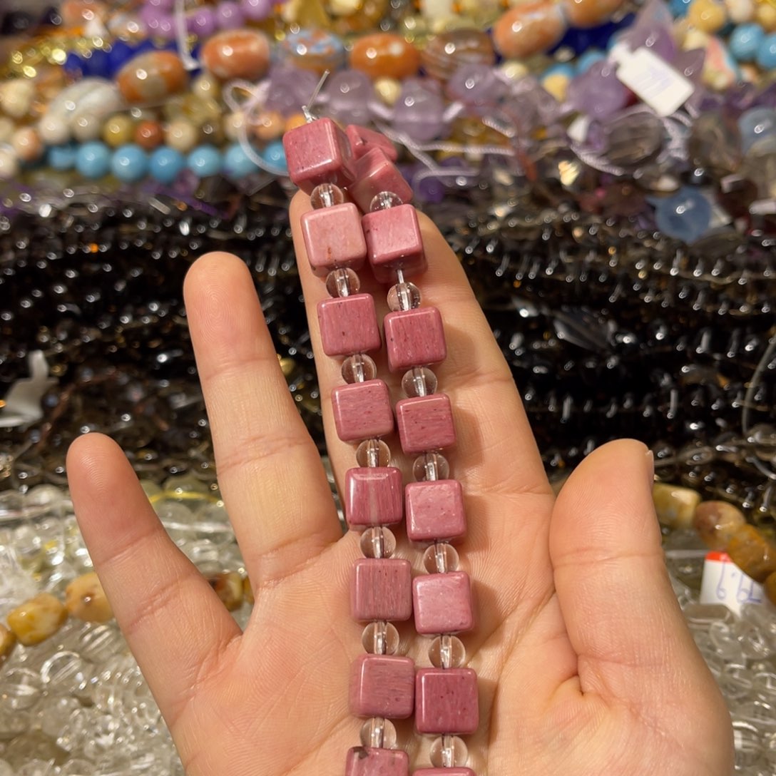 玛瑙/玉髓散珠红木纹方糖卡10