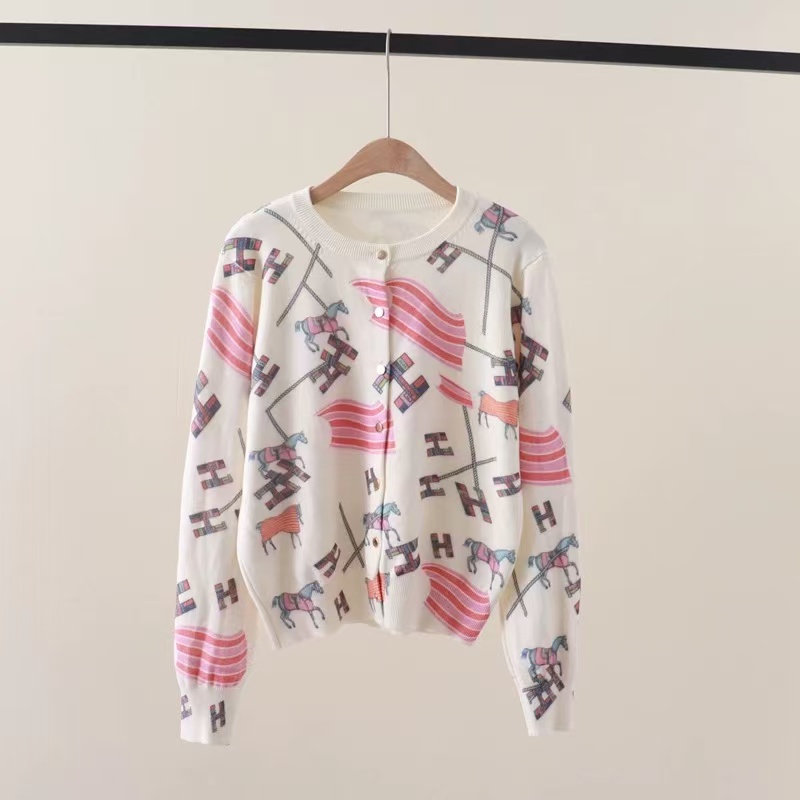 【编码22】上衣衫印花提花时尚长袖休闲打底圆领百搭开衫毛衣女