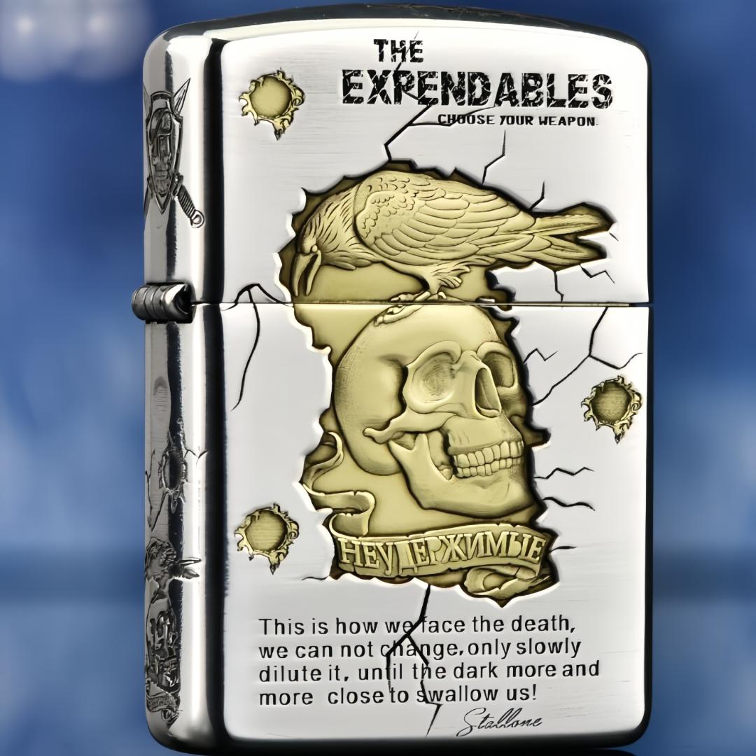 ZIPPO打火机正品镀银鎏金敢死队盔甲3D浮雕 防风煤油送男朋友DYJ1